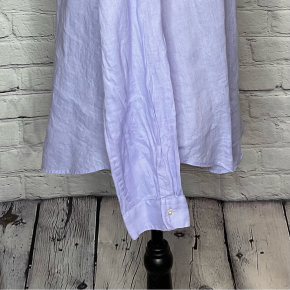 Lilly Pulitzer Pearly Purple Sea View Linen Long Sleeve Button Down Shirt Medium - Picture 13 of 16